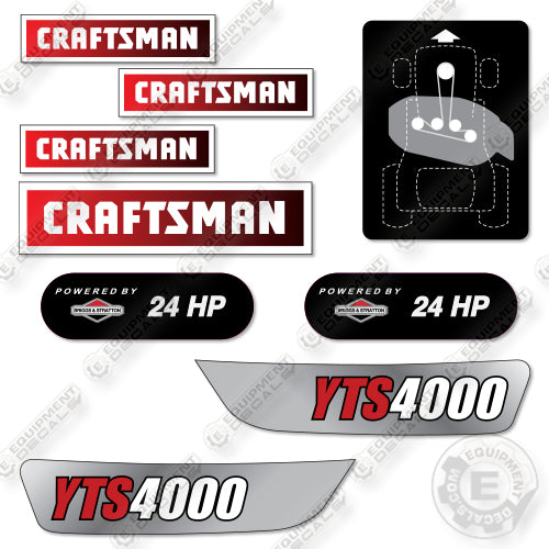 Fits Craftsman YTS4000 Decal Kit Lawn Tractor