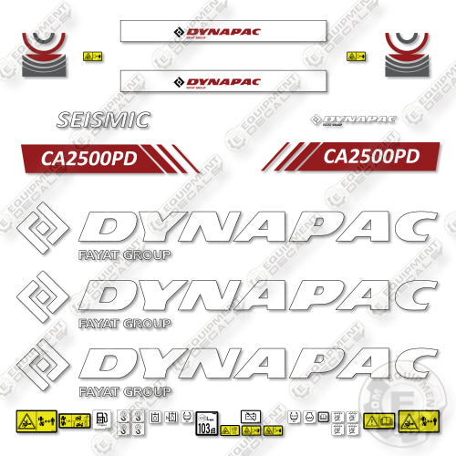 Dynapac CA2500 PD Decal Kit Compactor - Aftermarket Kit