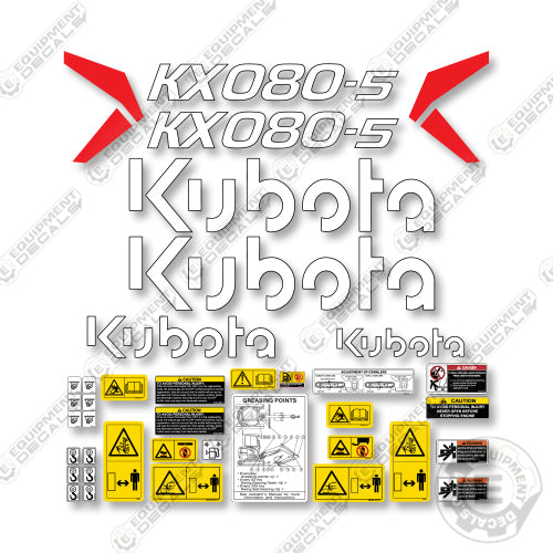 Kubota KX080-5 Decal Kit Excavator -Aftermarket Kit