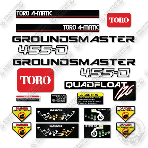 Toro 455D Groundsmaster Decal Kit Mower- Aftermarket Kit