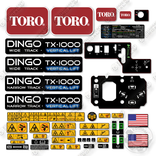 Toro Dingo TX-1000 Full Decal Kit Track Loader - Aftermarket Kit
