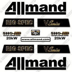 Fits Allmand Rig-Spec V-Series 20kw Decal Kit Light Tower