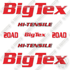 BigTex 20AD Decal Kit Trailer -Custom Red- Aftermarket Kit