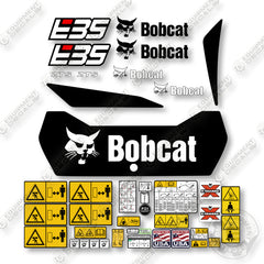 Bobcat E35 Custom Blacked Out Decal Kit Mini Excavator - Aftermarket Kit
