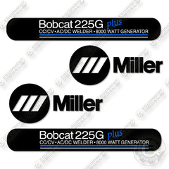 Bobcat Miller 225G Plus Decal Kit Welder -Custom Black- Aftermarket Kit