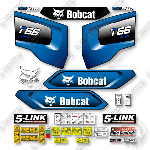 Bobcat T66 Decal Kit Track Loader - Custom Blue- Aftermarket Kit