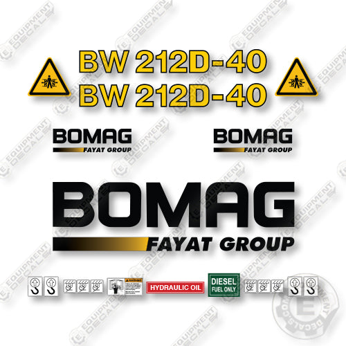 Bomag BW212D-40 Decal Kit Smooth Drum Roller - Aftermarket Kit