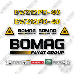 Bomag BW212PD-40 Decal Kit Smooth Drum Roller - Aftermarket Kit