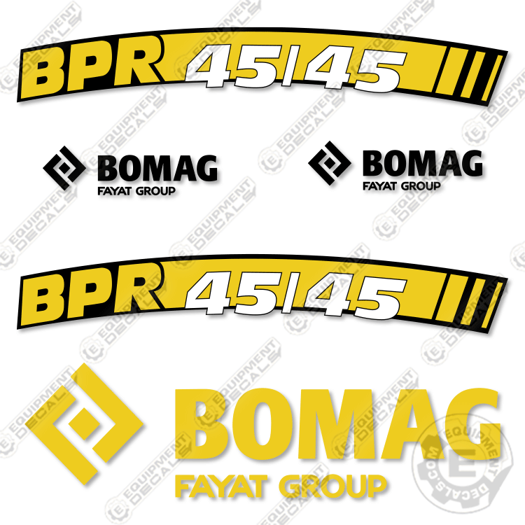 Fits Bomag BPR45/45 Decal Kit Vibratory Plate