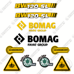 Fits Bomag BW 120 SL Tandem Vibratory Roller Decal Kit