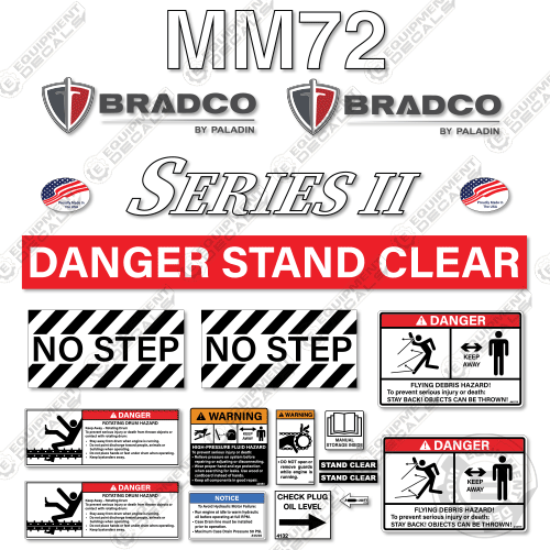 Fits Bradco MM72 Decal Kit Mulcher