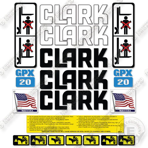 Fits Clark GPX20 Decal Kit Forklift