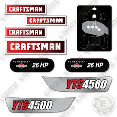Fits Craftsman YTS4500 Decal Kit Lawn Tractor