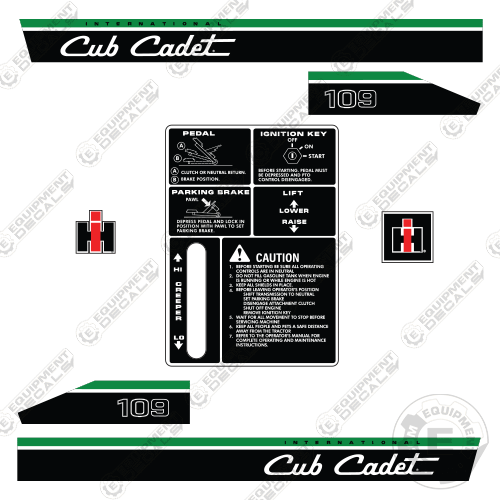 Fits Cub Cadet 109 Decal Kit Riding Mower