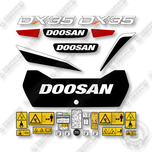 Doosan DX35 Decal Kit Mini Excavator -  Aftermarket Kit