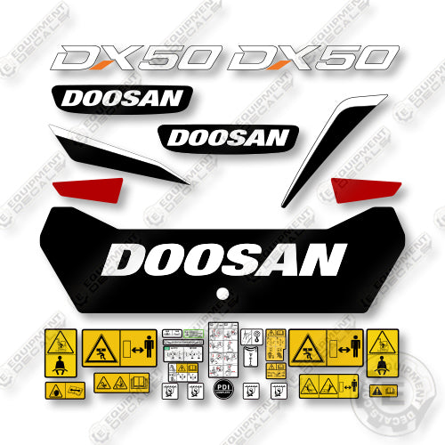 Doosan DX50 Decal Kit Mini Excavator -  Aftermarket Kit
