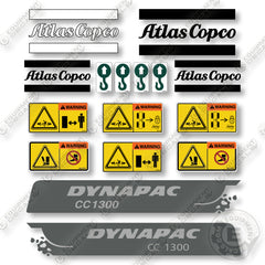 Dynapac CC1300 Decal Kit Smooth Drum Compactor - Aftermarket Kit