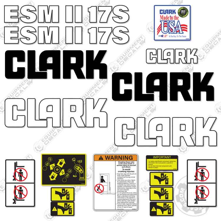 Fits Clark ESMII-17S Forklift Decal Kit