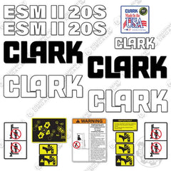 Fits Clark ESMII-20S Forklift Decal Kit