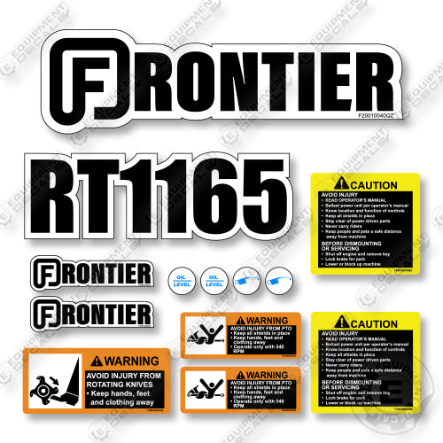 Frontier RT1165 Decal Kit Rotary Tiller -Aftermarket Kit