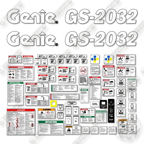 Genie GS2032 Decal Kit Scissor Lift (SN: GS3204-60000 to GS3205-75406) - Aftermarket Kit