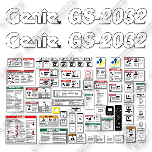 Genie GS2032 Decal Kit Scissor Lift (SN: GS3205-75407 to GS3211A-109999) - Aftermarket Kit