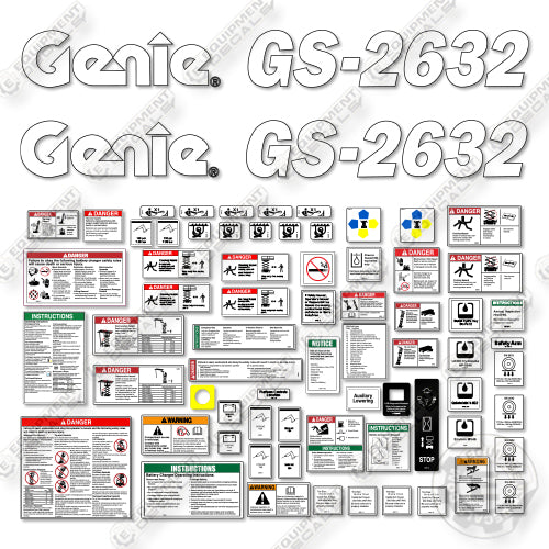 Genie GS2632 Decal Kit Scissor Lift (SN:GS3204-60000 to GS3205-75406) - Aftermarket Kit