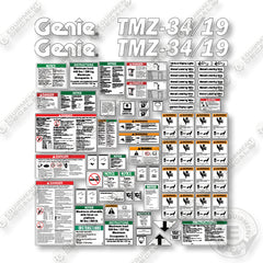 Genie TMZ-34-19 Decal Kit Boom Lift - (SN: T3400-001 to T3400-375)- Aftermarket Kit