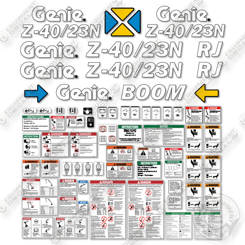Genie Z40 23N RJ Decal Kit Articulated Boom Lift - (SN: Z40NN-4500 to 4915) - Aftermarket Kit