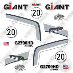 Fits Giant G2700HD Decal Kit Wheel Loader