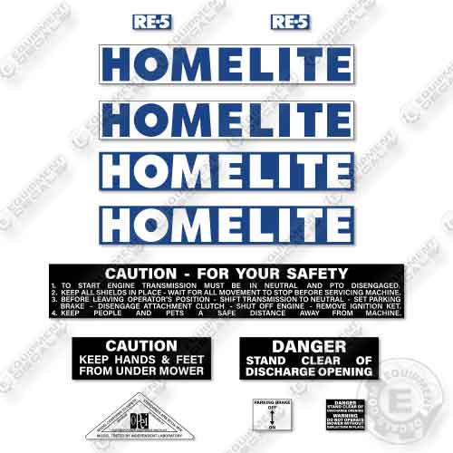 Fits Homelite RE-8 Decal Kit Riding Mower