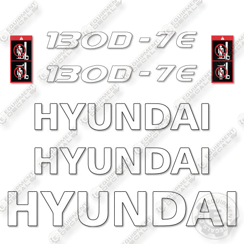 Hyundai 130D-7E Decal Kit Forklift - Aftermarket Kit