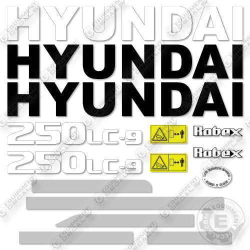 Hyundai 250LC-9 Decal Kit Crawler Excavator - Aftermarket Kit
