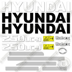 Hyundai 250LC-9 Decal Kit Crawler Excavator - Aftermarket Kit
