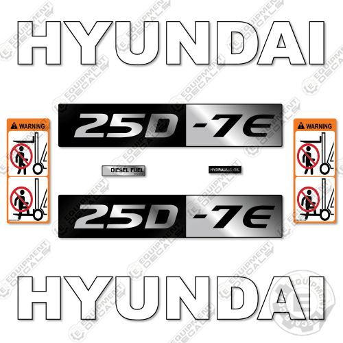 Hyundai 25D-7E Decal Kit Forklift - Aftermarket Kit
