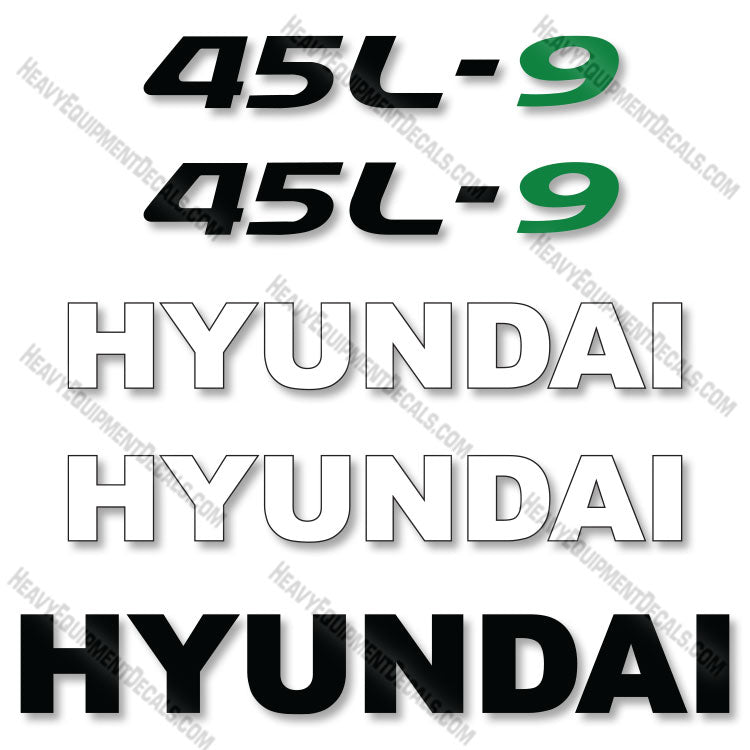 Hyundai 45L-9 Decal Kit Forklift - Aftermarket Kit