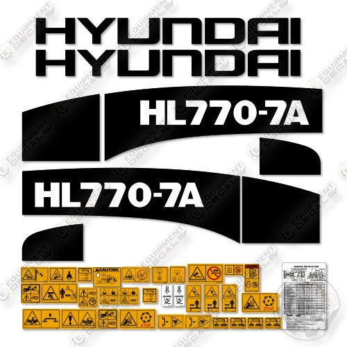 Hyundai HL770-7A Decal Kit Wheel Loader- Aftermarket Kit