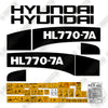 Image of Hyundai HL770-7A Decal Kit Wheel Loader- Aftermarket Kit