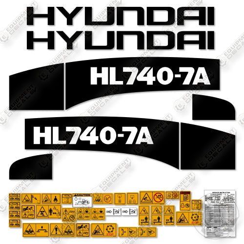 Hyundai HL740-7A Decal Kit Wheel Loader - Aftermarket Kit