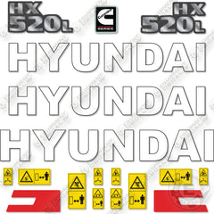 Hyundai HX250L Decal Kit Excavator -Aftermarket Kit