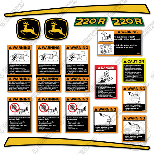 Fits John Deere 220R Decal Kit Loader Attachment