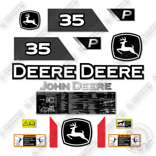 John Deere 35P Decal Kit Mini Excavator - Aftermarket Kit