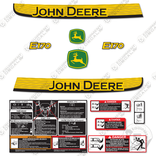 Fits John Deere E170 Decal Kit Mower