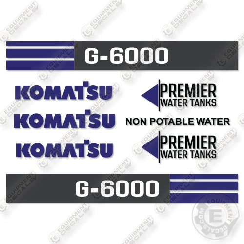 Fits Komatsu G6000 Decal Kit Water Tank