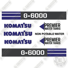 Fits Komatsu G6000 Decal Kit Water Tank