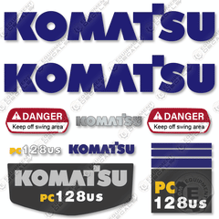 Fits Komatsu PC128US-2 Decal Kit Excavator