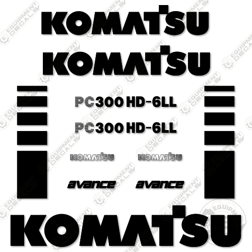 Fits Komatsu PC300HD-6LL Decal Kit Excavator