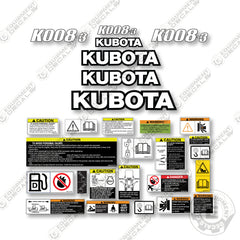 Kubota K008-3 Full Decal Kit Excavator - Aftermarket Kit