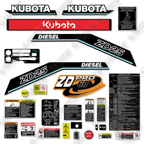 Fits Kubota ZD25 Decal Kit Mower
