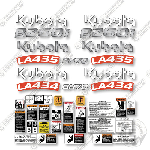 Kubota B2601 Full Decal Kit Compact Utility Tractor - Aftermarket Kit